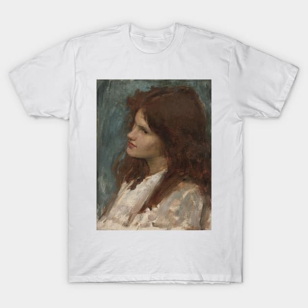 Head of a Girl by John William Waterhouse T-Shirt by Classic Art Stall